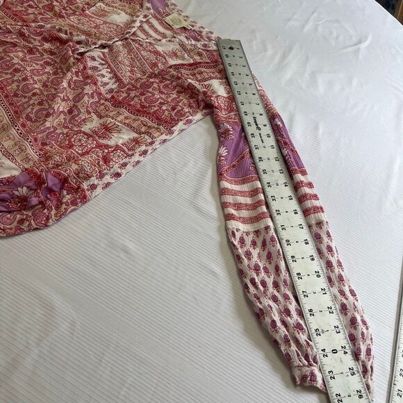 Blue Boheme Hippie Boho Chic Paisley Shirt Top Blouse One Size - Picture 4 of 9